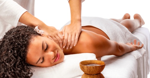 Full body aromatherapy massage in progress